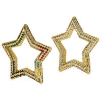 Brass Snap Clasp Star gold color plated fashion jewelry & DIY & micro pave cubic zirconia & for woman Sold By Lot