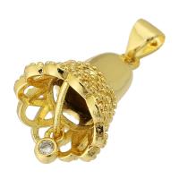 Cubic Zirconia Micro Pave Brass Pendant, gold color plated, fashion jewelry & DIY & micro pave cubic zirconia & for woman, golden, 13x16x13mm, Hole:Approx 3mm, 10PCs/Lot, Sold By Lot