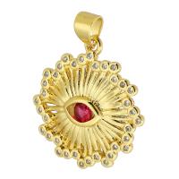 Cubic Zirconia Micro Pave Brass Pendant Evil Eye gold color plated fashion jewelry & DIY & micro pave cubic zirconia & for woman two different colored Approx 3mm Sold By Lot