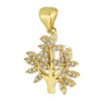 Cubic Zirconia Micro Pave Brass Pendant Tree gold color plated fashion jewelry & DIY & micro pave cubic zirconia & for woman golden Approx 3.5mm Sold By Lot