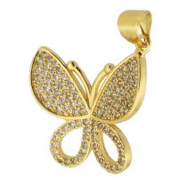 Cubic Zirconia Micro Pave Brass Pendant Butterfly gold color plated fashion jewelry & DIY & micro pave cubic zirconia & for woman golden Approx 3.5mm Sold By Lot