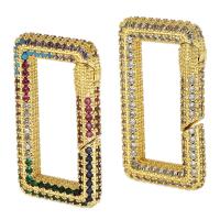 Brass Snap Clasp, Rectangle, gold color plated, fashion jewelry & DIY & micro pave cubic zirconia & for woman, more colors for choice, 16x27.50x4mm, 5PCs/Lot, Sold By Lot
