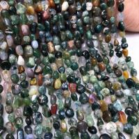 Naturlige indiske agat perler, Indiske Agate, Uregelmæssig, du kan DIY, blandede farver,  6-8mm, Solgt Per Ca. 38 cm Strand