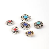 Tibetan Style Flat Beads, antique silver color plated, DIY & different styles for choice & enamel, more colors for choice, nickel, lead & cadmium free, Sold By PC