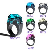 Resin Finger Ring, with Black Sandalwood, epoxy gel, different inner diameter for choice & Unisex, more colors for choice, Sold By PC