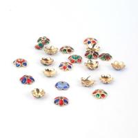 Tibetan Style Bead Cap, Flower, gold color plated, DIY & enamel, more colors for choice, nickel, lead & cadmium free, 9x9mm, Sold By PC