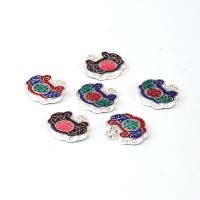 Tibetan Style Enamel Pendants, Longevity Lock, silver color plated, Unisex, more colors for choice, nickel, lead & cadmium free, 17x17mm, Sold By PC