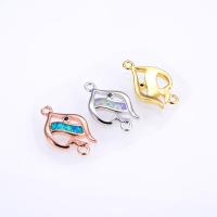 Brass Jewelry Connector with Opal Fish plated DIY & 1/1 loop nickel lead & cadmium free Sold By PC