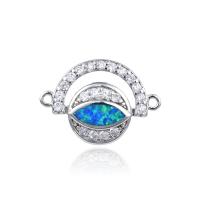 Cubic Zirconia Micro Pave Brass Connector with Opal Globe plated DIY & micro pave cubic zirconia & 1/1 loop nickel lead & cadmium free Sold By Bag