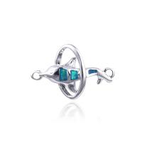 Mässing smycken Connector, med Opal, Dolphin, plated, DIY & 1/1 slinga, fler färger för val, nickel, bly och kadmium gratis, 12x17mm, 4PC/Bag, Säljs av Bag