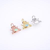 Cubic Zirconia Micro Pave Brass Pendant, with Opal, Frog, plated, DIY & micro pave cubic zirconia, more colors for choice, nickel, lead & cadmium free, 18x16x3mm, Sold By PC