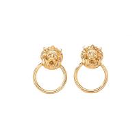 Zinc Alloy Drop Earrings Lion gold color plated for woman golden nickel lead & cadmium free Sold By Pair