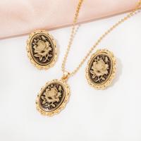 Zinc Alloy Jewelry Sets earring & necklace Rose gold color plated 2 pieces & for woman golden nickel lead & cadmium free Sold By Set