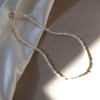 Natural Freshwater Pearl Necklace, with Brass, fashion jewelry & for woman, Sold Per Approx 14.96 Inch Strand