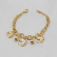 Stainless Steel Jewelry Bracelet 304 Stainless Steel 18K gold plated fashion jewelry & for woman & with rhinestone golden Sold Per Approx 8.27 Inch Strand