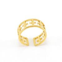 Aço inoxidável 304 Cuff Ring Finger, 18K banhado a ouro, joias de moda & para mulher, dourado, 8mm, vendido por PC