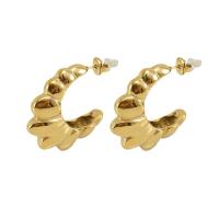 Stainless Steel Stud Earrings, 304 Stainless Steel, 18K gold plated, fashion jewelry & for woman, golden, 26x28mm, Sold By Pair