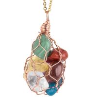 Gemstone Pendants Jewelry, Brass, with Natural Gravel, Unisex, nickel, lead & cadmium free, 53x28x28mm, Sold By PC