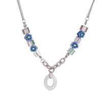 Titanstahl Halskette, mit Lampwork, mit Verlängerungskettchen von 5cm, Kreisring, Modeschmuck & für Frau, Länge:53 cm, verkauft von PC