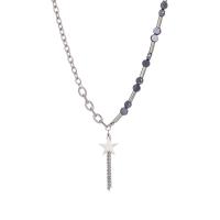 Collier d'acier titane, avec 5cm chaînes de rallonge, étoile, bijoux de mode & réglable & pour femme, plus de couleurs à choisir, Longueur:48 cm, Vendu par PC