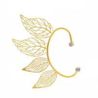 Fashion Earring Cuff and Wraps, Brass, Leaf, plated, fashion jewelry & for woman & with rhinestone & hollow, more colors for choice, nickel, lead & cadmium free, 53mm, Sold By PC