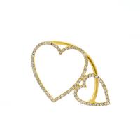 Fashion Øreringe Cuff, Zinc Alloy, Heart, forgyldt, mode smykker & for kvinde & med rhinestone & hule, flere farver til valg, nikkel, bly & cadmium fri, 30x46mm, Solgt af PC