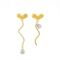 Asymmetric Earrings Zinc Alloy with Cubic Zirconia Heart plated fashion jewelry & for woman nickel lead & cadmium free 6cm 4.8cm Sold By Pair