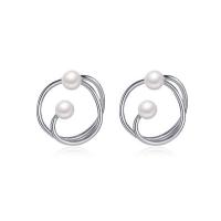 Brass Stud Earring with Plastic Pearl plated fashion jewelry & for woman & hollow nickel lead & cadmium free Sold By Pair
