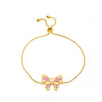 Brass Bracelet & Bangle Butterfly plated fashion jewelry & for woman & with rhinestone nickel lead & cadmium free Length 24 cm Sold By PC