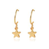 Brass Drop Earring, Star, KC gold color plated, fashion jewelry & for woman, golden, nickel, lead & cadmium free, 21mm, Sold By Pair