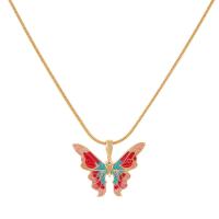 Zinc Alloy Jewelry Necklace with 5cm extender chain Butterfly plated fashion jewelry & for woman & enamel nickel lead & cadmium free Length 44.5 cm Sold By PC