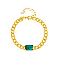 Cubic Zirconia armbånd, Zinc Alloy, med Cubic Zirconia, med 5.5cm extender kæde, guldfarve belagt, mode smykker & justerbar & for kvinde, flere farver til valg, nikkel, bly & cadmium fri, Længde 19 cm, Solgt af PC
