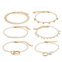 alliage de zinc Set de bracelet, plaqué de couleur d'or KC, 6 pièces & bijoux de mode & réglable & pour femme, doré, protéger l'environnement, sans nickel, plomb et cadmium, Vendu par fixé