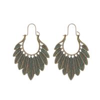 Tibetan Style Drop Earrings, Feather, antique bronze color plated, fashion jewelry & folk style & for woman, nickel, lead & cadmium free, 35x50mm, Sold By Pair