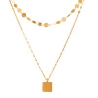 Edelstahl Schmuck Halskette, 304 Edelstahl, mit Verlängerungskettchen von 5.5cm, Quadrat, Doppelschicht & Modeschmuck & für Frau, keine, Länge:40 cm, verkauft von PC