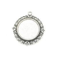 Zinc Alloy Pendant Cabochon Setting with Glass plated Inner Approx 25mm Sold By PC