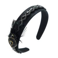 Hair Bands, Velveteen, with Feather, Baroque style & for woman & with rhinestone, more colors for choice, 380x35mm, Sold By PC