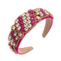 Hair Bands Cloth with Glass Rhinestone Geometrical Pattern handmade Baroque style & for woman & with rhinestone Sold By PC