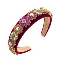 Hair Bands Cloth with Glass Rhinestone Flower handmade fashion jewelry & for woman Sold By PC