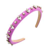 Hair Bands, Cloth, with Plastic Pearl, Flower, for woman & with rhinestone, more colors for choice, 145x130mm, Sold By PC