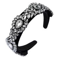 Hair Bands, Flannels, with Glass Rhinestone, Flower, fashion jewelry & for woman, more colors for choice, 40mm, Sold By PC