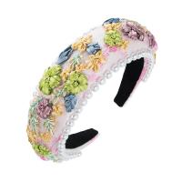 Hair Bands Cloth with Plastic Pearl Flower handmade Korean style & for woman Sold By PC