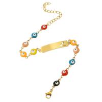 Bracelet Evil Eye bijoux, Acier inoxydable 304, pour femme & émail, doré, Longueur Environ 9 pouce, Vendu par PC