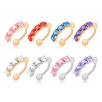 Brass Belly Ring  , plated, Unisex & micro pave cubic zirconia, more colors for choice, 19mm, 50PCs/Lot, Sold By Lot