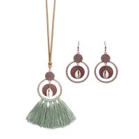 Jewelry Sets earring & necklace Zinc Alloy with Polyester & Shell 2 pieces & for woman Length Approx 15.74 Inch Sold By Lot