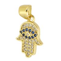 Evil Eye Pendants Brass gold color plated fashion jewelry & DIY & evil eye pattern & micro pave cubic zirconia & for woman two different colored Sold By PC