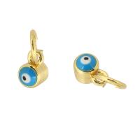 Evil Eye Pendants, Brass, gold color plated, fashion jewelry & DIY & evil eye pattern & for woman & enamel, two different colored, 4x5x4mm, Hole:Approx 3.5mm, 10PCs/Lot, Sold By Lot