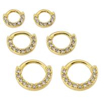 Cubic Zirconia Micro Pave Brass Earring, Round, gold color plated, fashion jewelry & DIY & different size for choice & micro pave cubic zirconia & for woman, golden, 5Pairs/Lot, Sold By Lot