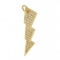 Cubic Zirconia Micro Pave Brass Pendant, gold color plated, fashion jewelry & DIY & micro pave cubic zirconia & for woman, golden, 7x28x2mm, Hole:Approx 3mm, 10PCs/Lot, Sold By Lot