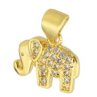 Cubic Zirconia Micro Pave Brass Pendant Elephant gold color plated fashion jewelry & DIY & micro pave cubic zirconia & for woman golden Approx 3mm Sold By Lot